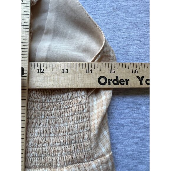 American Eagle Mini Sun Baby Doll Dress Womens Small Smocked Back Lace-Up Front - Picture 9 of 12